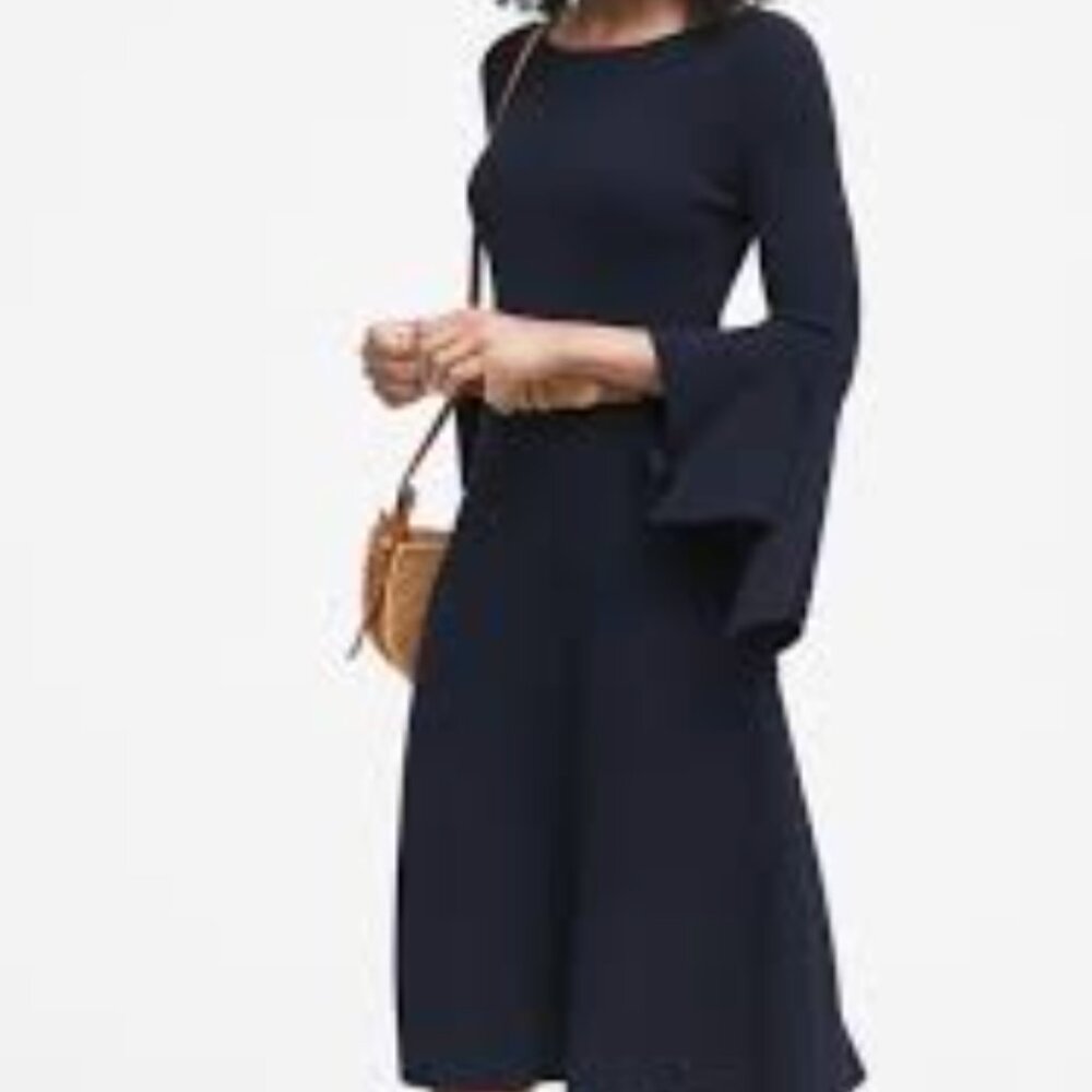 Banana Republic navy blue Handkerchief-Sleeve Sweater Dress